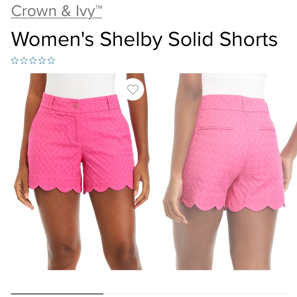 Crown & Ivy Hot Pink Scalloped Hem Shorts 12 GUC